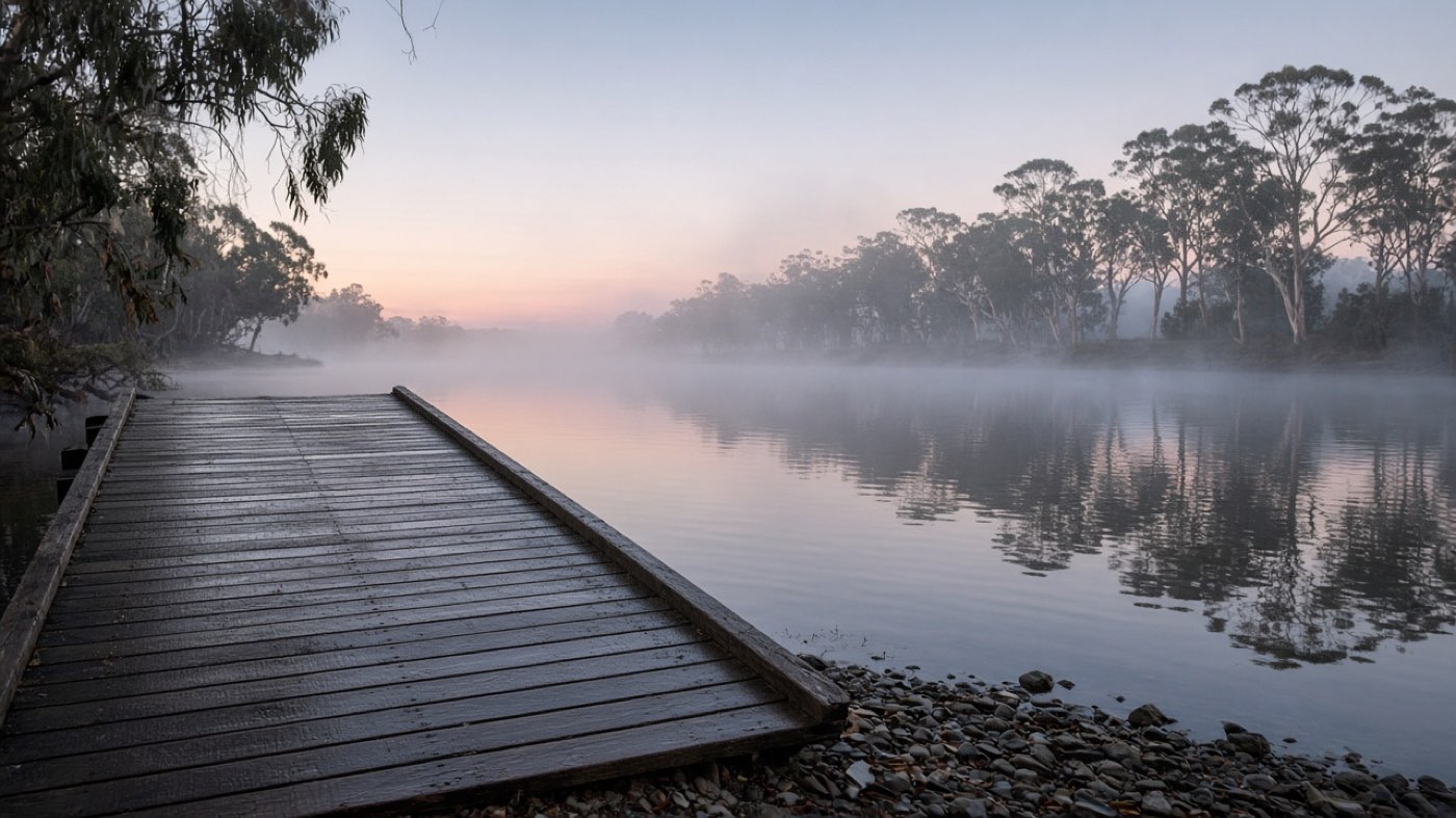 The wooden ramp at dawn